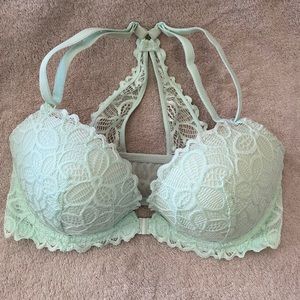 32DD PINK Front-close Lace-back Bra